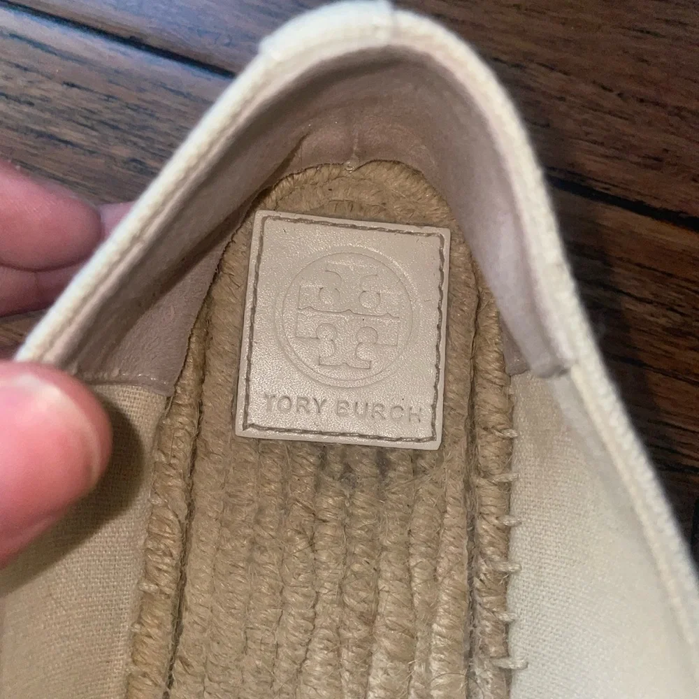 Cream Tory Burch Espadrilles miller flat logo loafers